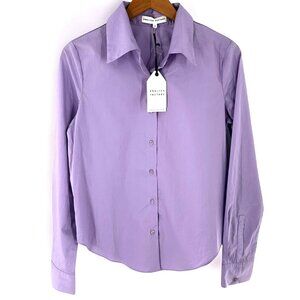 NWT English Factory Lavender Purple 100% Cotton Button Down Shirt Size S